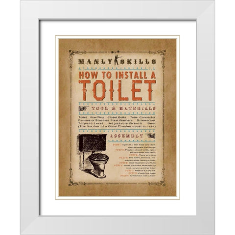 Manly Skills I White Modern Wood Framed Art Print with Double Matting by Marrott, Stephanie