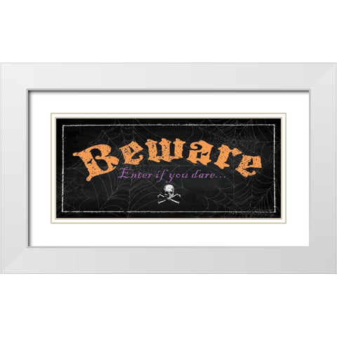 Beware White Modern Wood Framed Art Print with Double Matting by Marrott, Stephanie