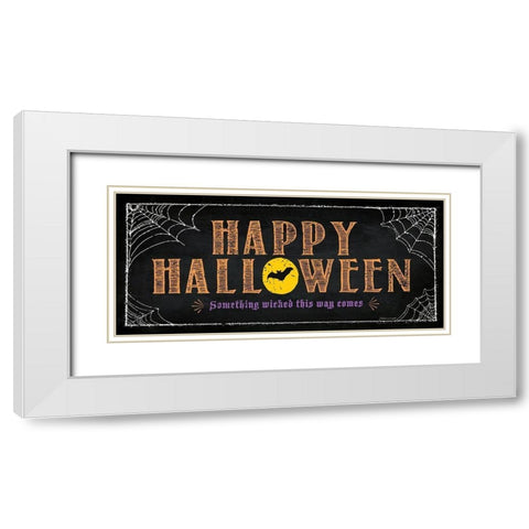 Happy Halloween White Modern Wood Framed Art Print with Double Matting by Marrott, Stephanie