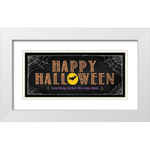 Happy Halloween White Modern Wood Framed Art Print with Double Matting by Marrott, Stephanie