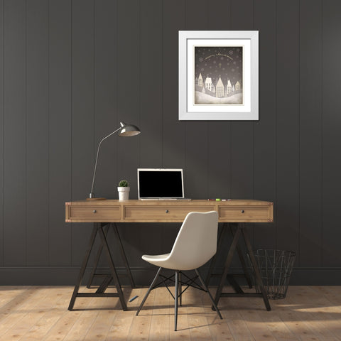 Christmas Village White Modern Wood Framed Art Print with Double Matting by Marrott, Stephanie