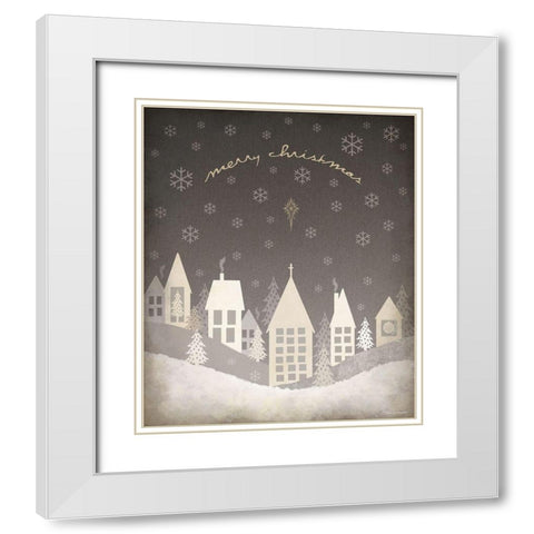 Christmas Village White Modern Wood Framed Art Print with Double Matting by Marrott, Stephanie