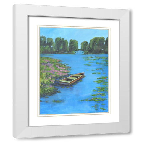 Boat Pond White Modern Wood Framed Art Print with Double Matting by Stevens, Allayn