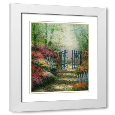 Garden Gateway White Modern Wood Framed Art Print with Double Matting by Chin, Art