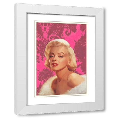 True Blue Marilyn In Pink White Modern Wood Framed Art Print with Double Matting by Consani, Chris