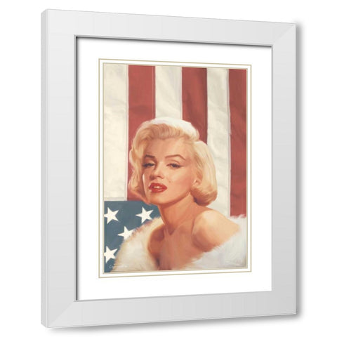 True Blue Marilyn In Flag White Modern Wood Framed Art Print with Double Matting by Consani, Chris