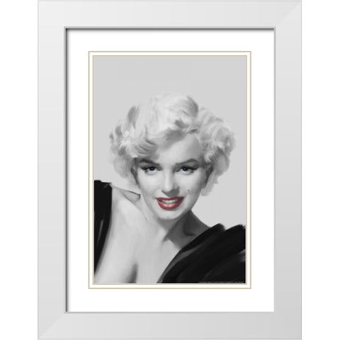 The Look Red Lips White Modern Wood Framed Art Print with Double Matting by Consani, Chris