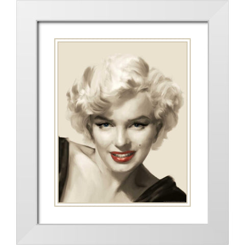 The Look Red Lips White Modern Wood Framed Art Print with Double Matting by Consani, Chris