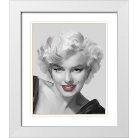 The Look Red Lips White Modern Wood Framed Art Print with Double Matting by Consani, Chris