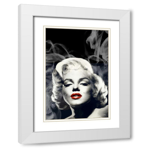 Red Lips Marilyn In Smoke White Modern Wood Framed Art Print with Double Matting by Consani, Chris