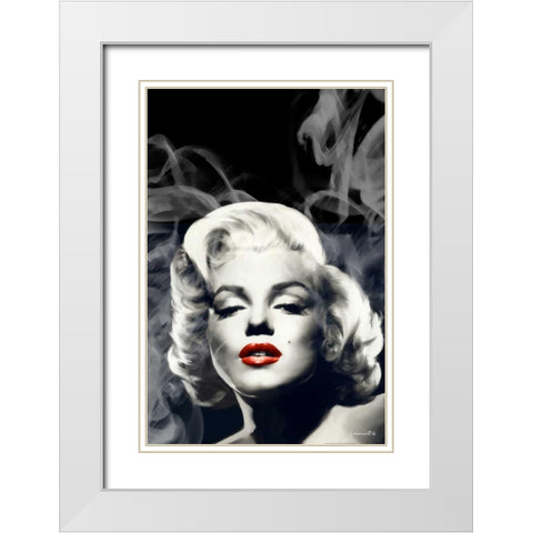 Red Lips Marilyn In Smoke White Modern Wood Framed Art Print with Double Matting by Consani, Chris