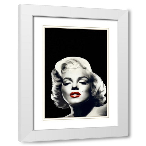 Red Lips Marilyn In Black White Modern Wood Framed Art Print with Double Matting by Consani, Chris