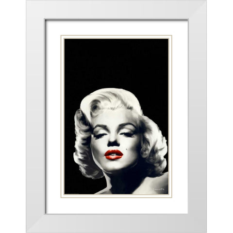 Red Lips Marilyn In Black White Modern Wood Framed Art Print with Double Matting by Consani, Chris