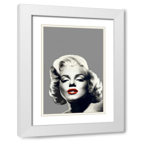 Red Lips Marilyn White Modern Wood Framed Art Print with Double Matting by Consani, Chris