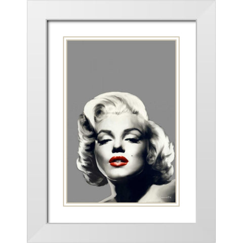 Red Lips Marilyn White Modern Wood Framed Art Print with Double Matting by Consani, Chris