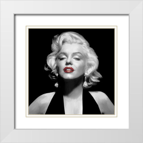Halter Top Marilyn Red Lips White Modern Wood Framed Art Print with Double Matting by Consani, Chris