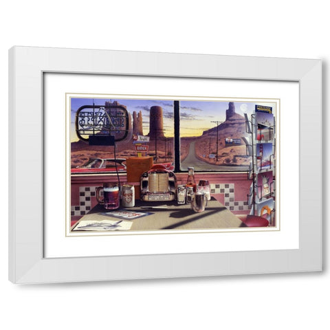 Love Diner White Modern Wood Framed Art Print with Double Matting by Consani, Chris