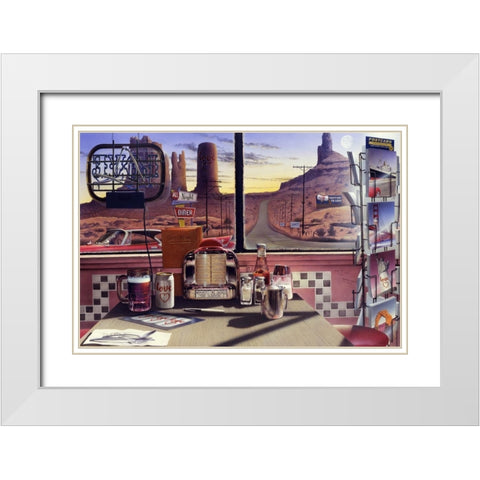 Love Diner White Modern Wood Framed Art Print with Double Matting by Consani, Chris