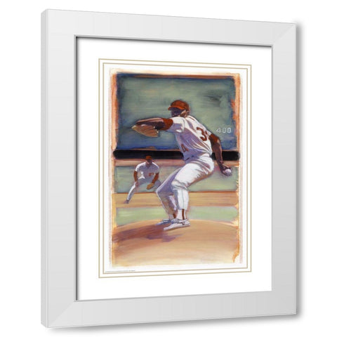 Baseball 1 White Modern Wood Framed Art Print with Double Matting by Dean, Bruce