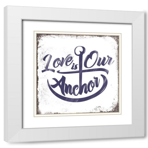 Love Anchor White Modern Wood Framed Art Print with Double Matting by Brando, JJ
