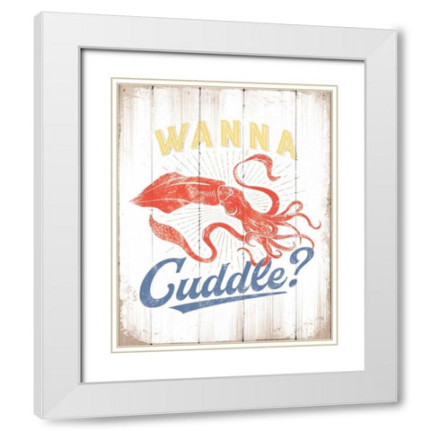 Wanna Cuddle White Modern Wood Framed Art Print with Double Matting by Brando, JJ