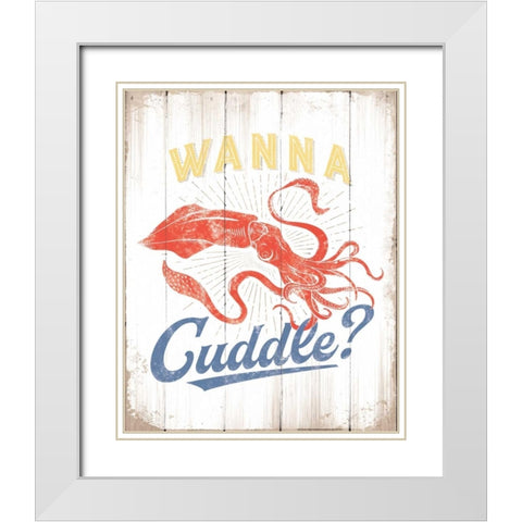 Wanna Cuddle White Modern Wood Framed Art Print with Double Matting by Brando, JJ