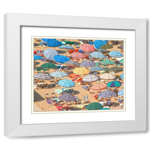 Umbrellas 1 White Modern Wood Framed Art Print with Double Matting by Linden, Sally
