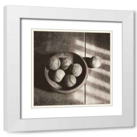 Baseball Bowl White Modern Wood Framed Art Print with Double Matting by Messer, Judy B.