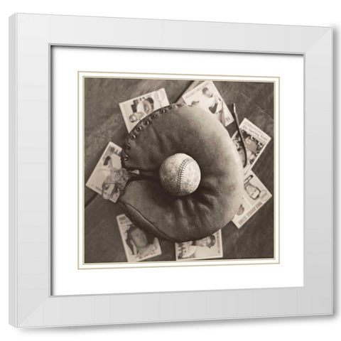 Baseball Cards White Modern Wood Framed Art Print with Double Matting by Messer, Judy B.