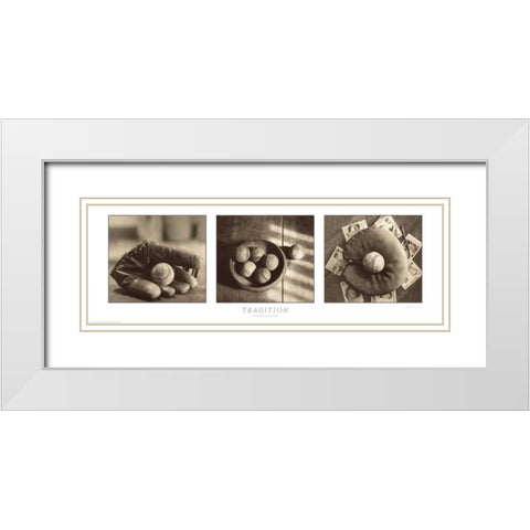 Tradition Triptych W Border White Modern Wood Framed Art Print with Double Matting by Messer, Judy B.