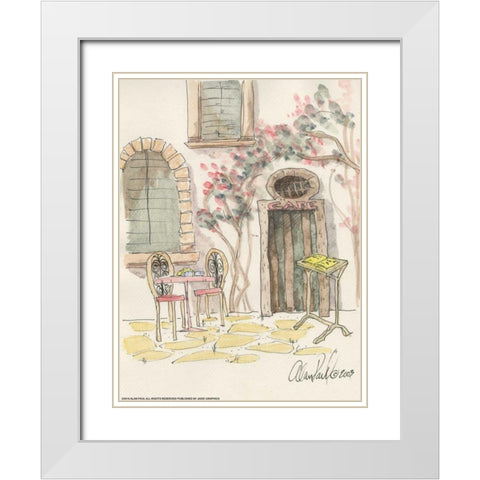 Cafe For Two White Modern Wood Framed Art Print with Double Matting by Paul, Alan