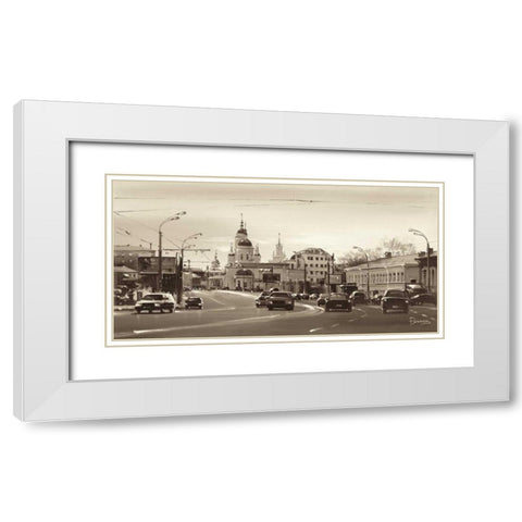 Sergy Radonezhsky Street White Modern Wood Framed Art Print with Double Matting by Ryazanov