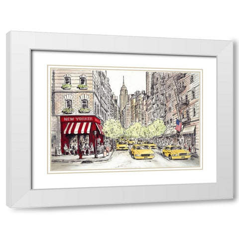 New Yorker White Modern Wood Framed Art Print with Double Matting by Marceau, Chloe