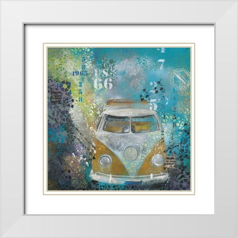 YELLOW BULLY White Modern Wood Framed Art Print with Double Matting by Mizo