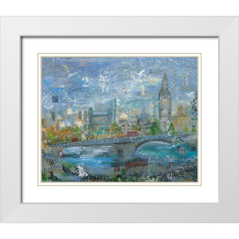 ABSTRACT LONDON White Modern Wood Framed Art Print with Double Matting by Mizo