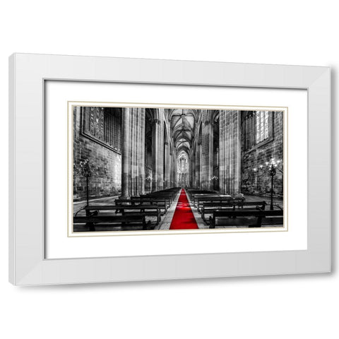 Church Mosteiro da Batalha White Modern Wood Framed Art Print with Double Matting by Kostka, Vladimir