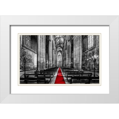 Church Mosteiro da Batalha White Modern Wood Framed Art Print with Double Matting by Kostka, Vladimir