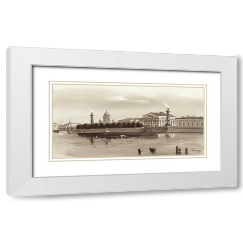 Strelka, Tip Of Wassili Island White Modern Wood Framed Art Print with Double Matting by Ryazanov