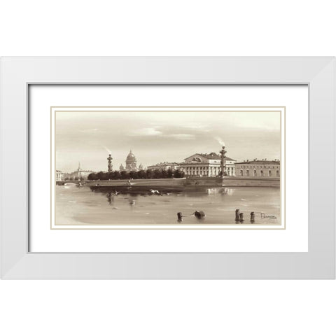 Strelka, Tip Of Wassili Island White Modern Wood Framed Art Print with Double Matting by Ryazanov