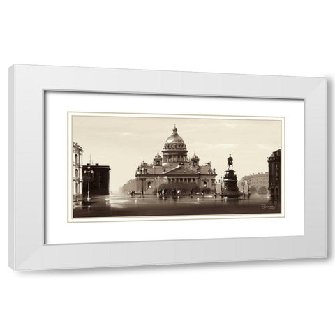 St. Isaac Cathedral White Modern Wood Framed Art Print with Double Matting by Ryazanov