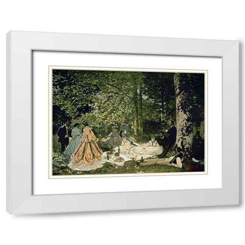 Luncheon on the Grass, 1865-66 White Modern Wood Framed Art Print with Double Matting by Monet, Claude