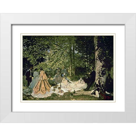 Luncheon on the Grass, 1865-66 White Modern Wood Framed Art Print with Double Matting by Monet, Claude