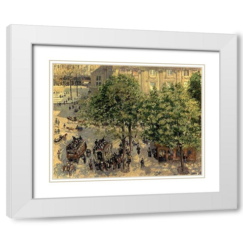 Place Due Theatre Francais, 1898 White Modern Wood Framed Art Print with Double Matting by Pissarro, Camille