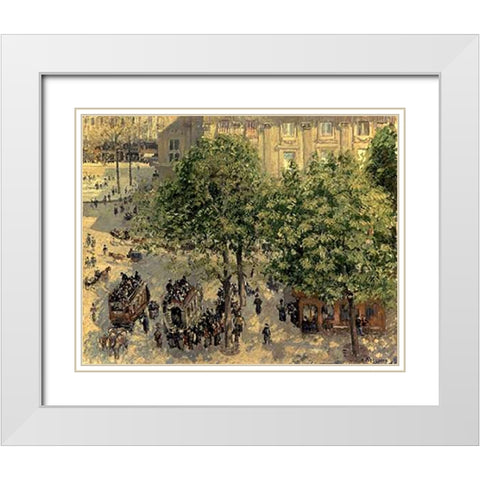 Place Due Theatre Francais, 1898 White Modern Wood Framed Art Print with Double Matting by Pissarro, Camille