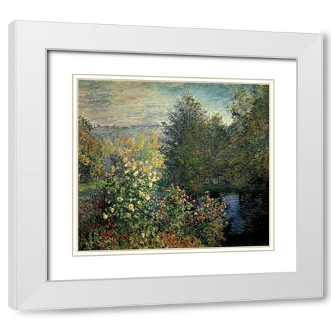 Quiet Corner in the Garden of Montgeron White Modern Wood Framed Art Print with Double Matting by Monet, Claude