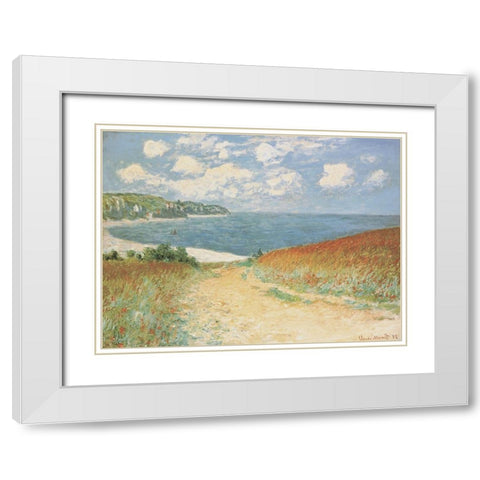 Chemin dans les blés àPourville, 1882 White Modern Wood Framed Art Print with Double Matting by Monet, Claude