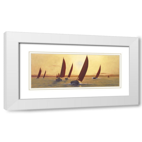 Sailing Sailing White Modern Wood Framed Art Print with Double Matting by Romanello, Diane