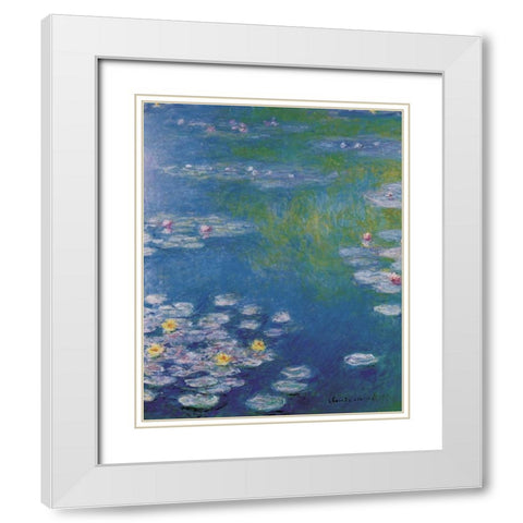 Waterlilies at Giverny White Modern Wood Framed Art Print with Double Matting by Monet, Claude