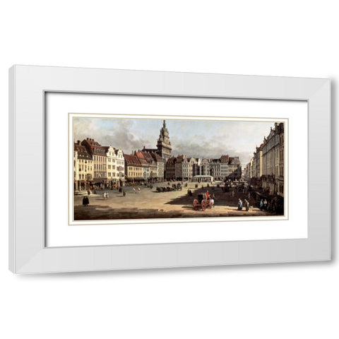 Dresden, the Old Market from Castle Street White Modern Wood Framed Art Print with Double Matting by Bellotto, Bernardo