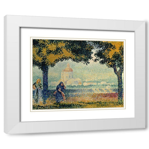 The Church of Santa Maria degli Angely near Assisi White Modern Wood Framed Art Print with Double Matting by Cross, Henri Edmond